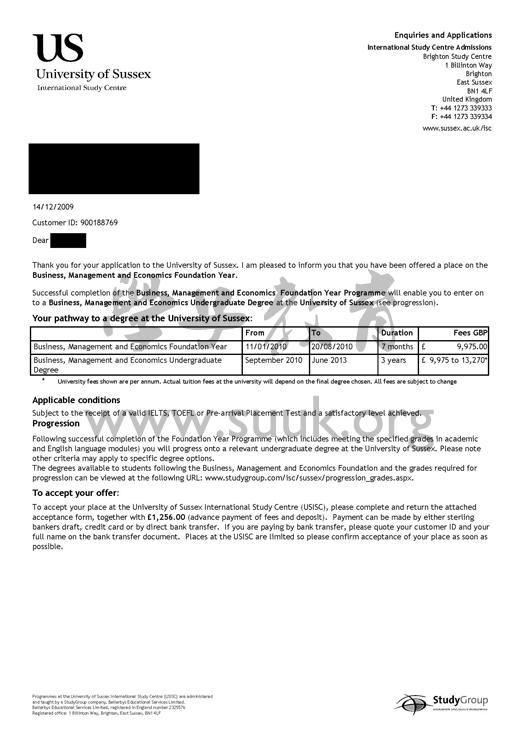 英国苏塞克斯大学商业,管理和经济本科