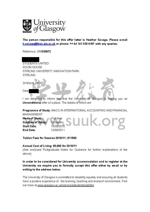 英国格拉斯哥大学国际会计与财务管理金融管理学硕士