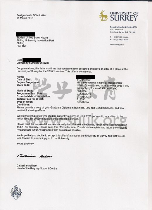英国萨里大学国际金融管理硕士
