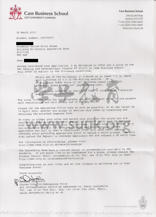 英国伦敦城市大学金融硕士