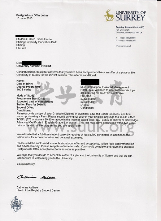 萨里大学国际金融管理学硕士