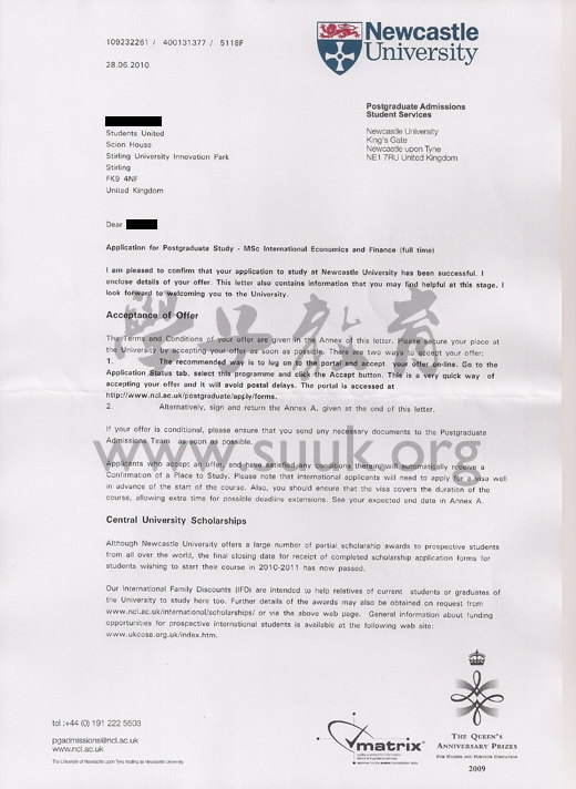 英国纽卡斯尔大学国际经济与金融学硕士