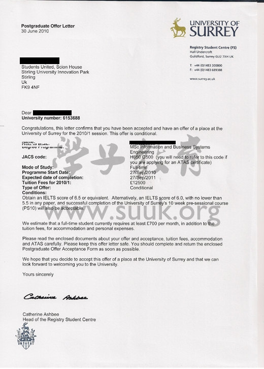 英国萨里大学信息与商务系统学硕士