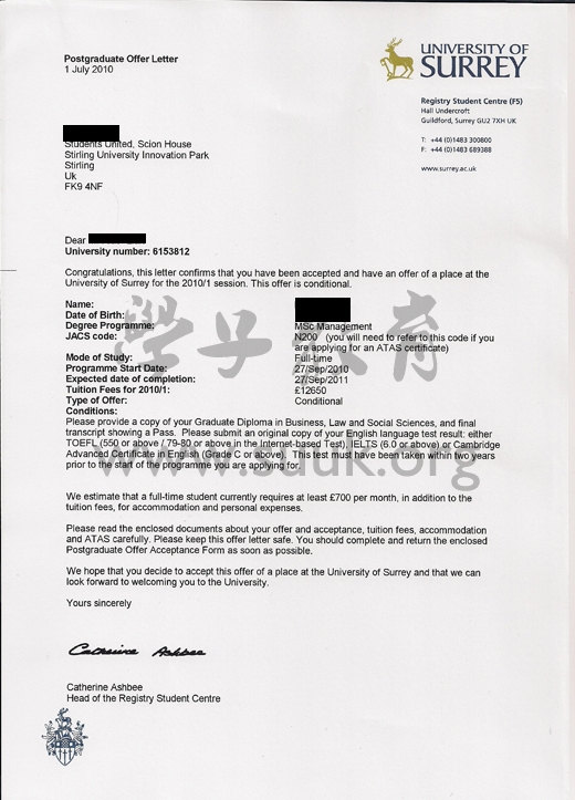 英国萨里大学管理学硕士