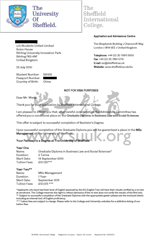 英国谢菲尔德大学硕士预科