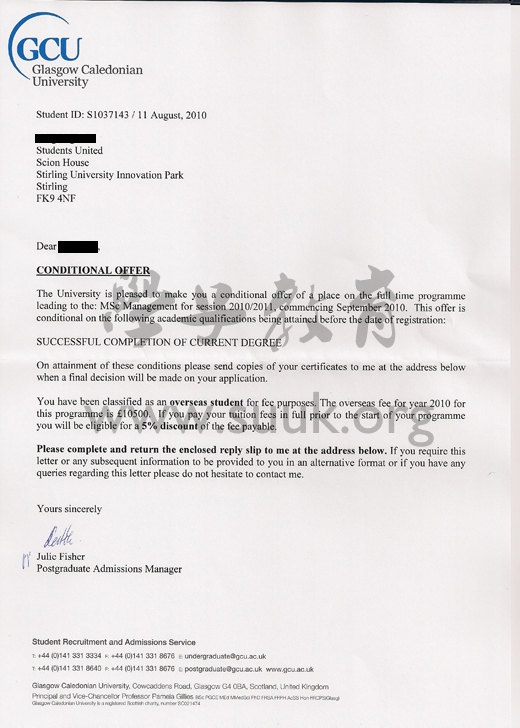 英国格拉斯哥喀力多尼亚大学管理学硕士