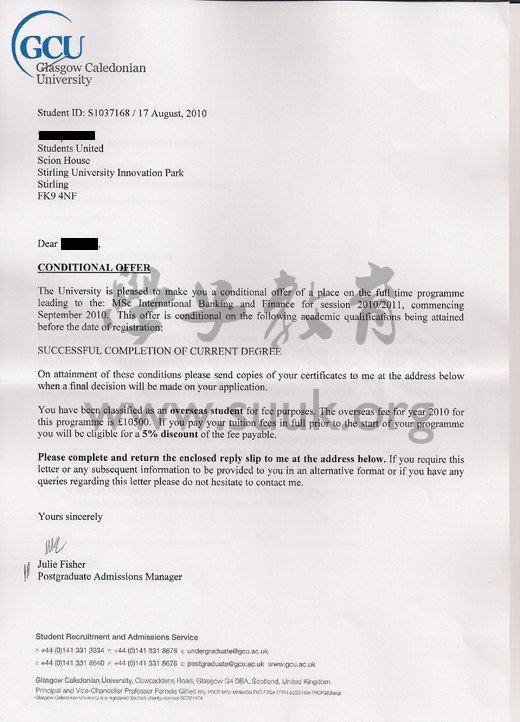 英国格拉斯哥喀力多尼亚大学国际银行与金融学硕士