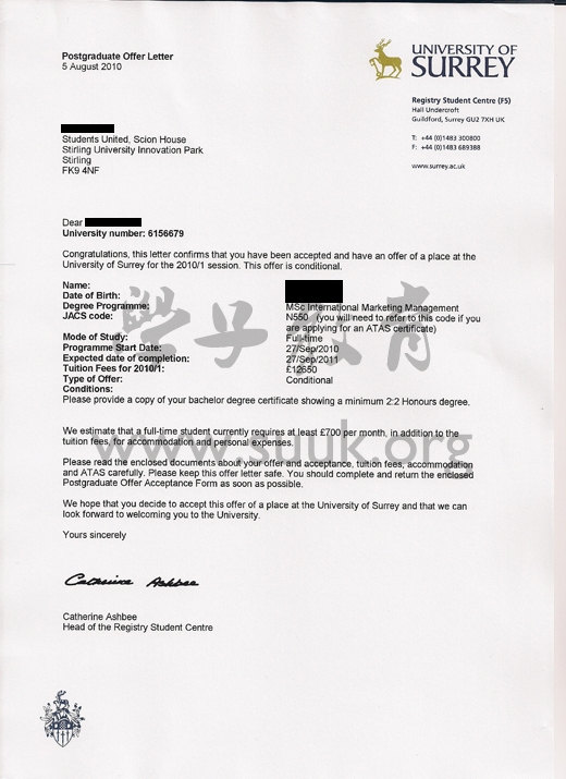 英国萨里大学国际营销管理学硕士