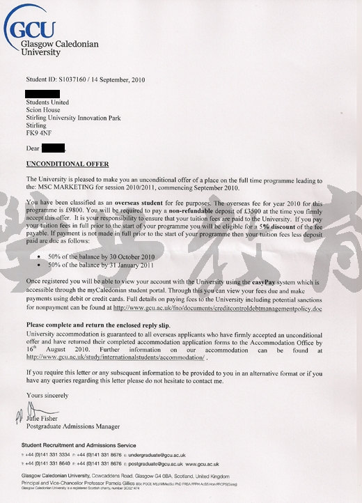 英国格拉斯哥喀力多尼亚大学市场营销学硕士