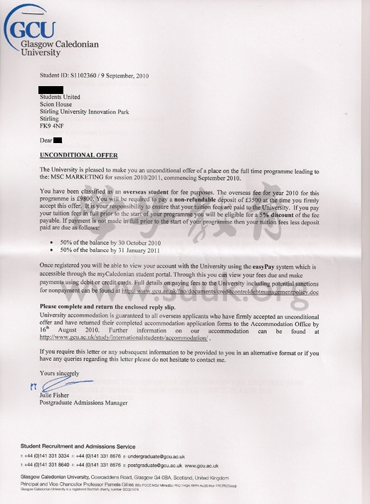 英国格拉斯哥喀力多尼亚大学市场营销学硕士