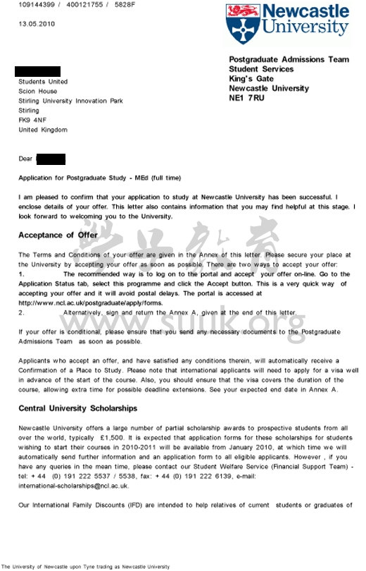 英国纽卡斯尔大学教育学硕士