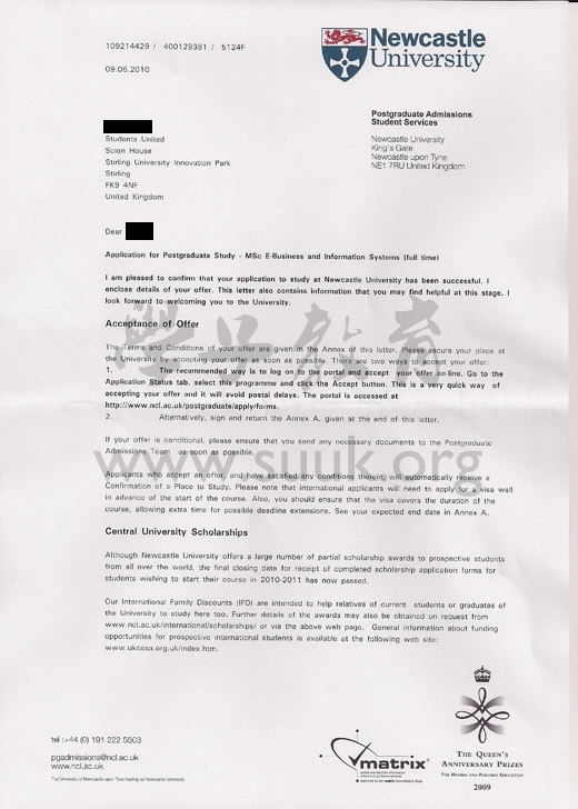 英国纽卡斯尔大学电子商务与信息系统学硕士
