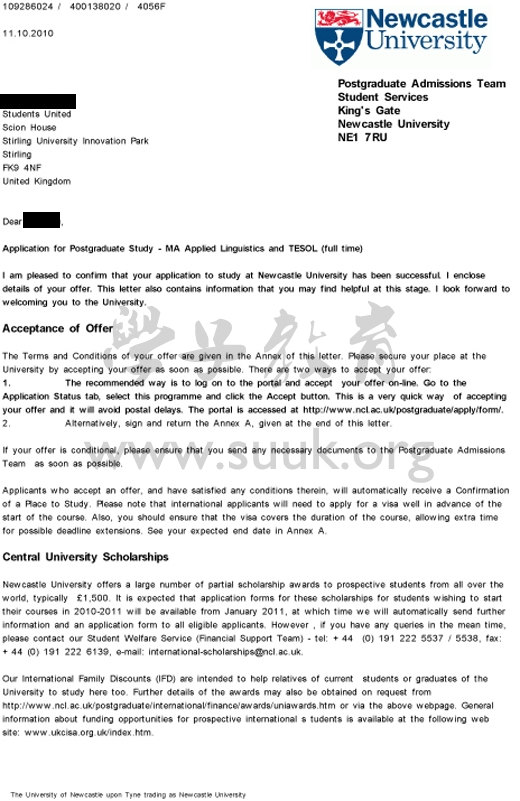 英国纽卡斯尔大学应用语言学与英语教学硕士