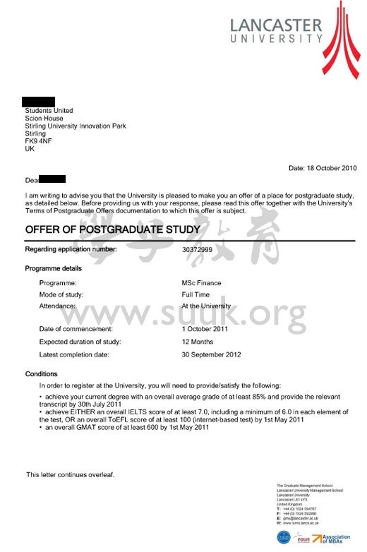 英国兰卡斯特大学金融学硕士