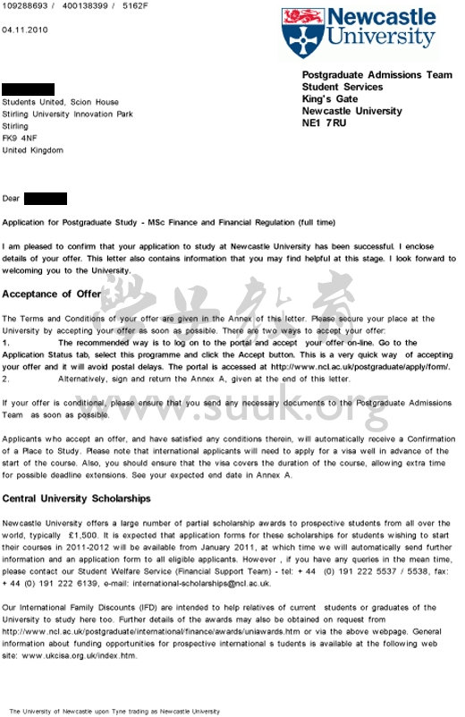英国纽卡斯尔大学金融与金融法规硕士
