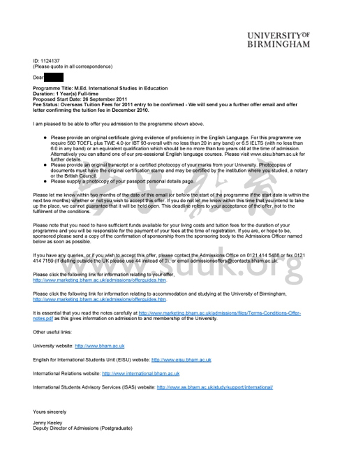 英国伯明翰大学国际教育学硕士