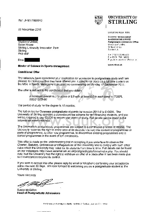 英国斯特林大学体育管理学硕士