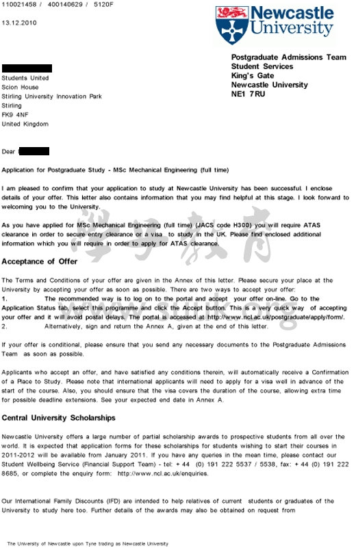 英国纽卡斯尔大学机械工程学硕士
