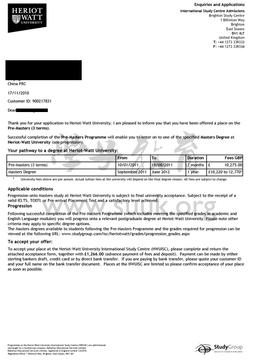 英国赫瑞瓦特大学硕士预科