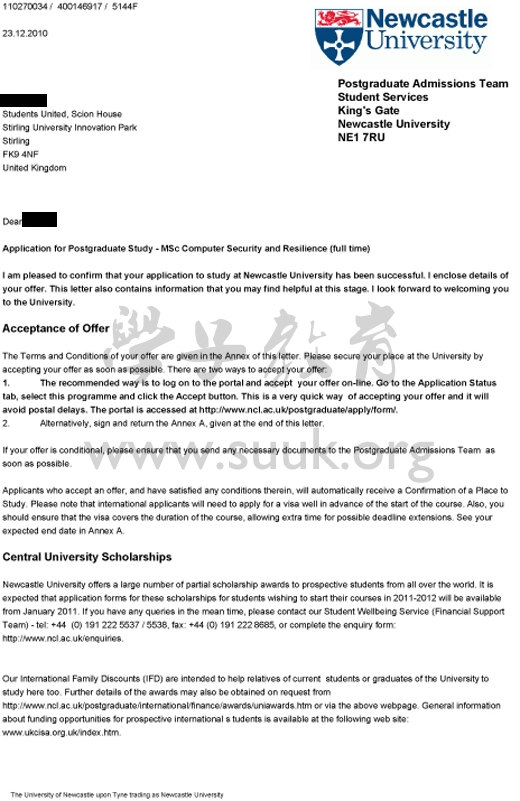 英国纽卡斯尔大学计算机安全及恢复学硕士