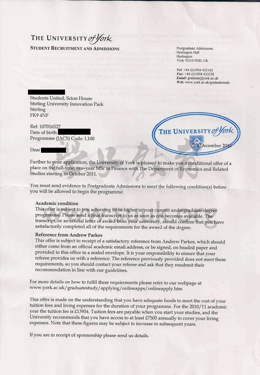 英国约克大学金融学硕士