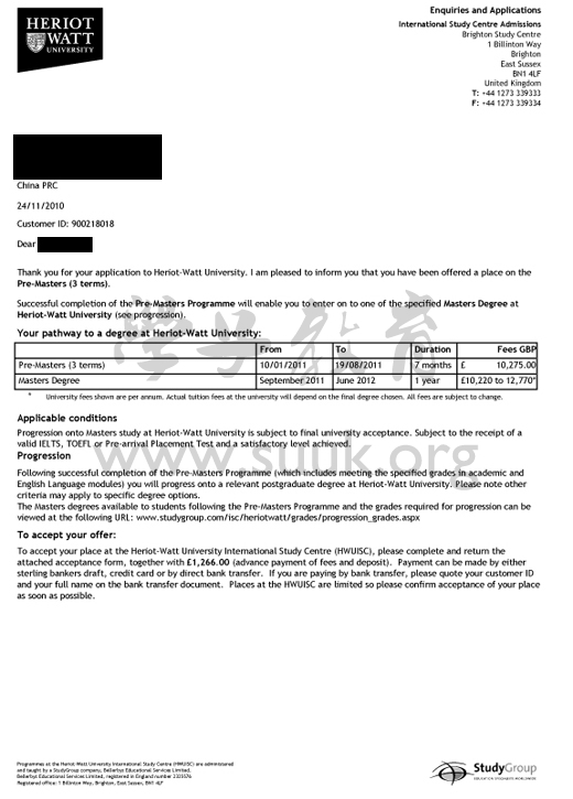 英国赫瑞瓦特大学硕士预科