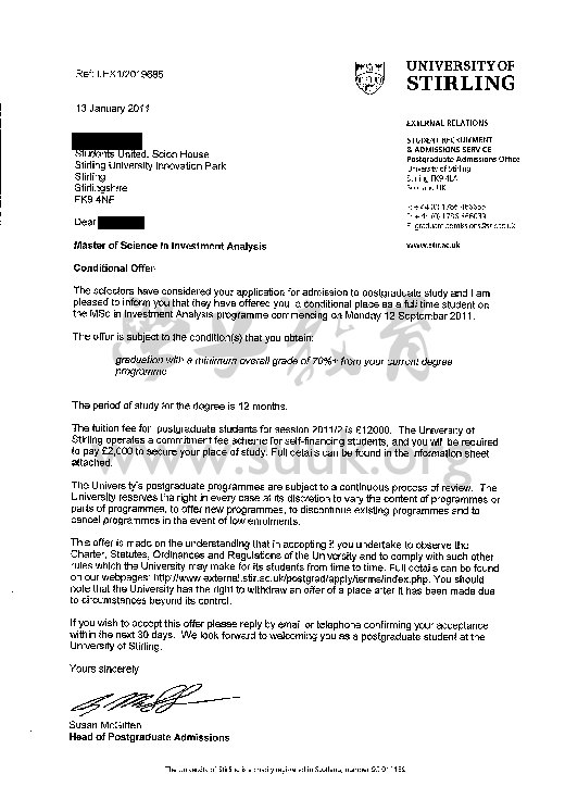 英国斯特林大学投资分析学硕士