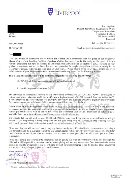 英国利物浦大学英语教学硕士