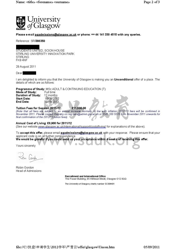 英国格拉斯哥大学成人教育和继续教育学硕士