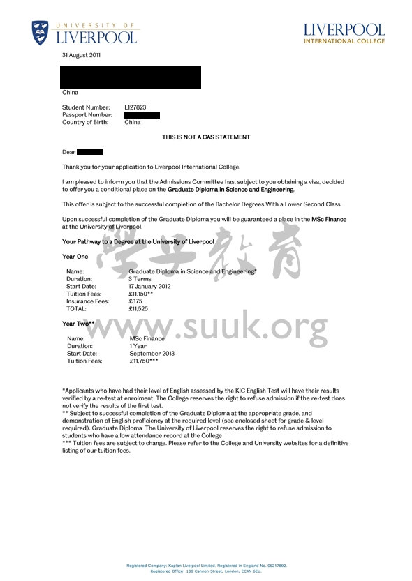 英国利物浦大学硕士预科