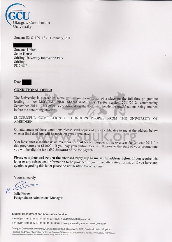 英国格拉斯哥喀里多尼亚大学风险管理学硕士
