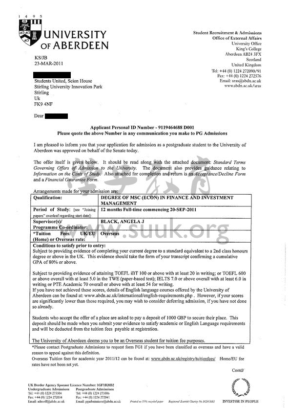 英国阿伯丁大学金融和投资管理学硕士