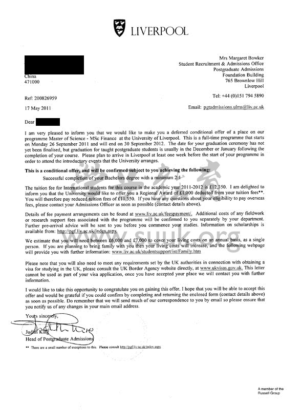 英国利物浦大学金融学硕士