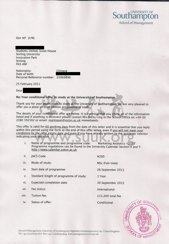 英国南安普顿大学市场分析学硕士