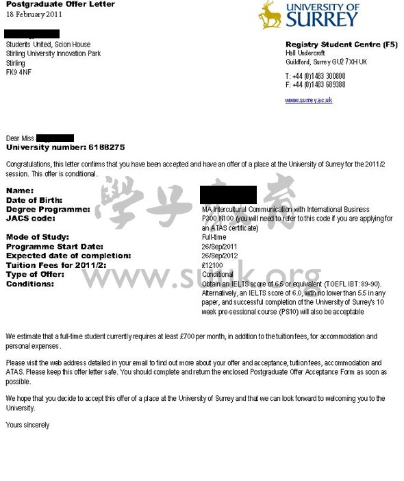 英国萨里大学跨文化交流和国际商务学硕士