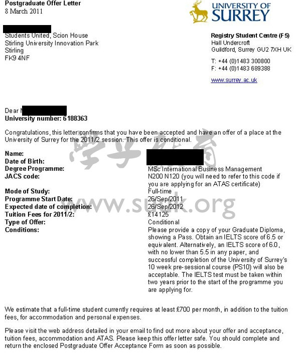 英国萨里大学国际商务管理学硕士