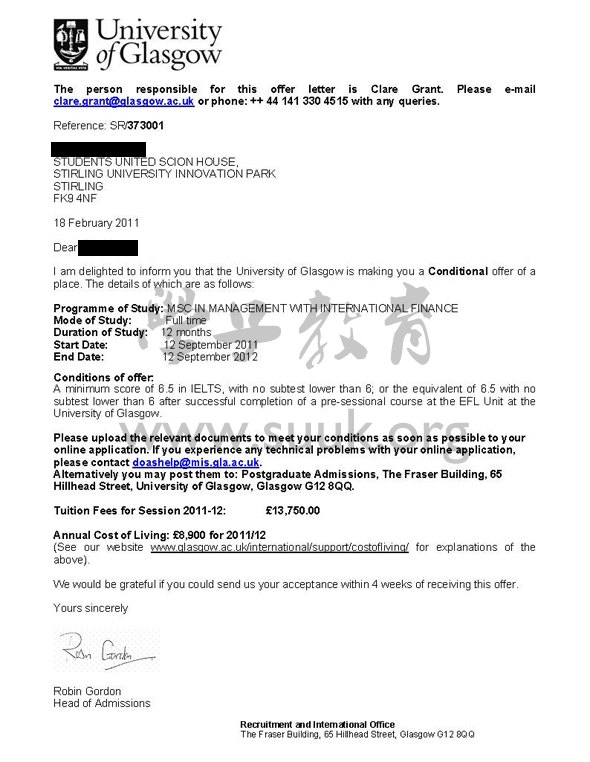 英国格拉斯哥大学管理和国际金融学硕士
