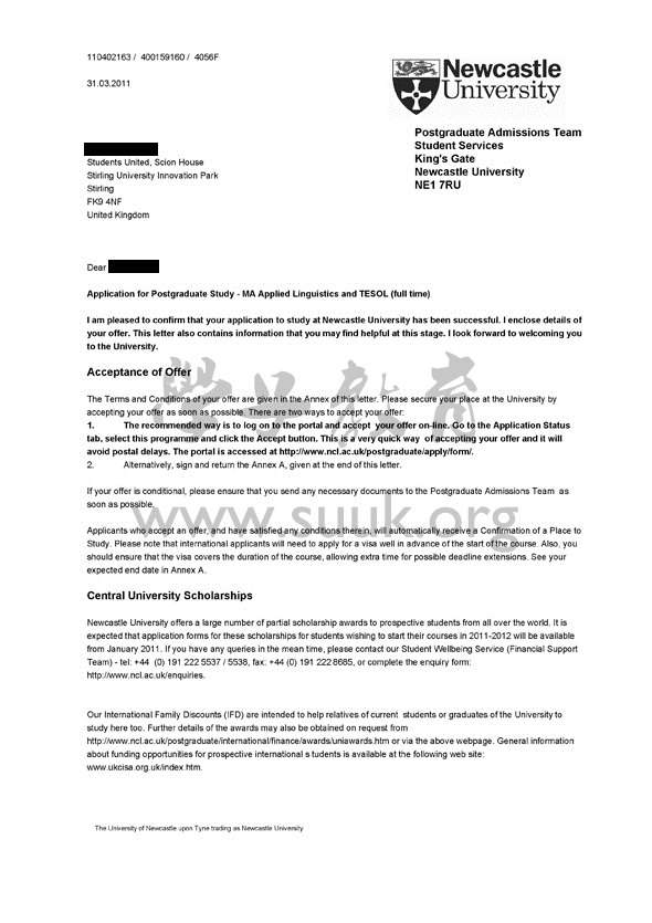 英国纽卡斯尔大学应用语言学和英语教学硕士