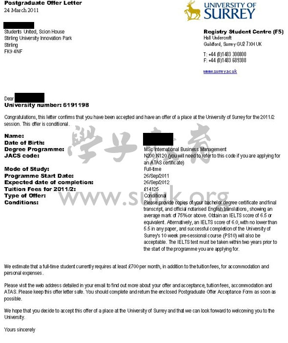 英国萨里大学国际商务管理学硕士