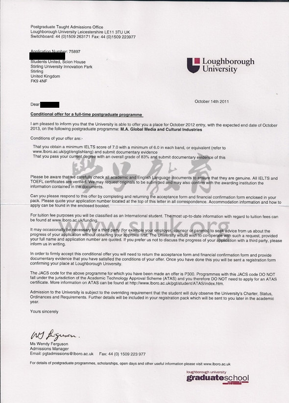 英国拉夫堡大学全球传媒和文化产业学硕士