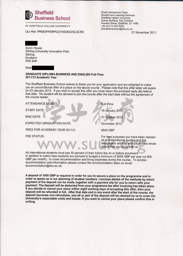 英国谢菲尔德哈雷姆大学商务和英语硕士预科