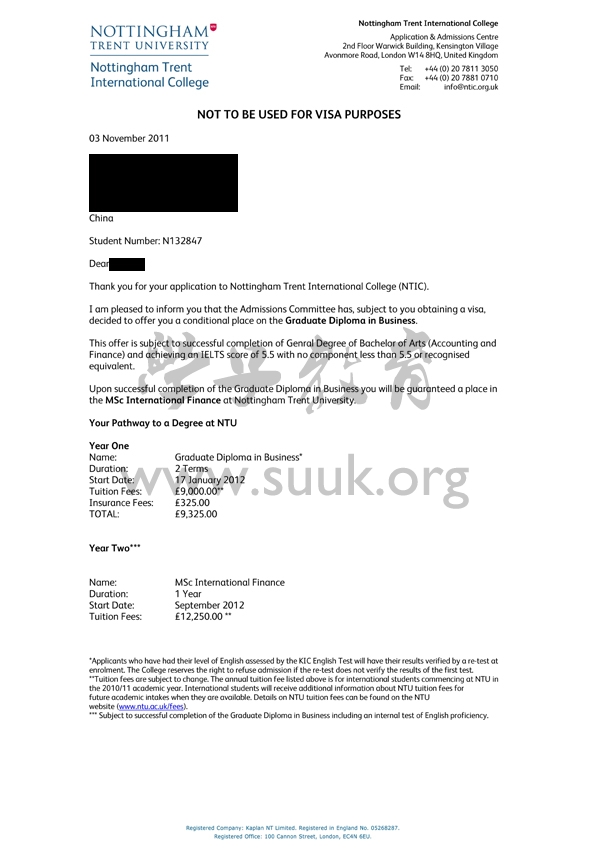 英国诺丁汉特伦特大学商务学硕士预科