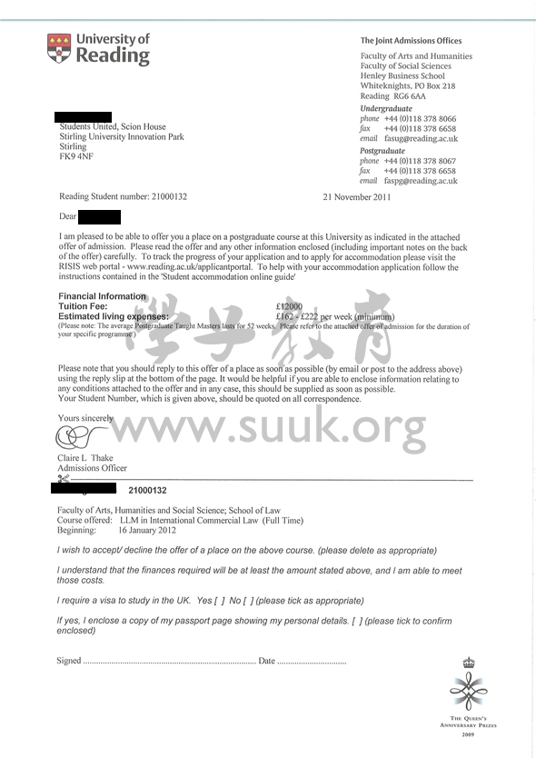 英国雷丁大学国际商业法学硕士