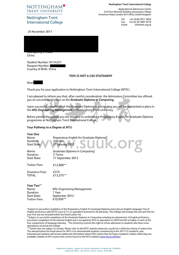 英国诺丁汉特伦特大学计算机学硕士预科