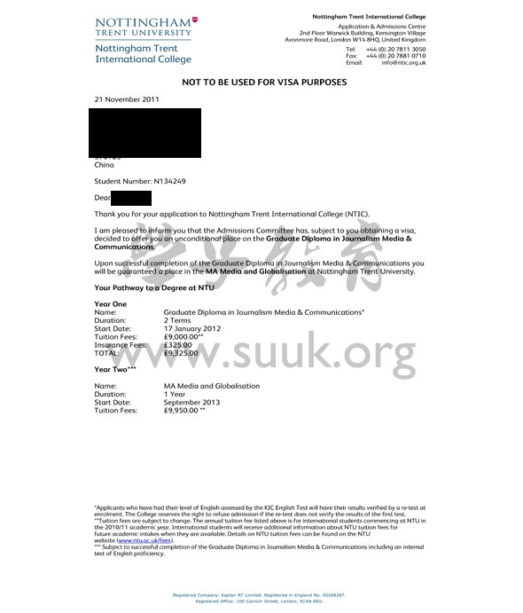 英国诺丁汉特伦特大学新闻传媒和通信学硕士预科