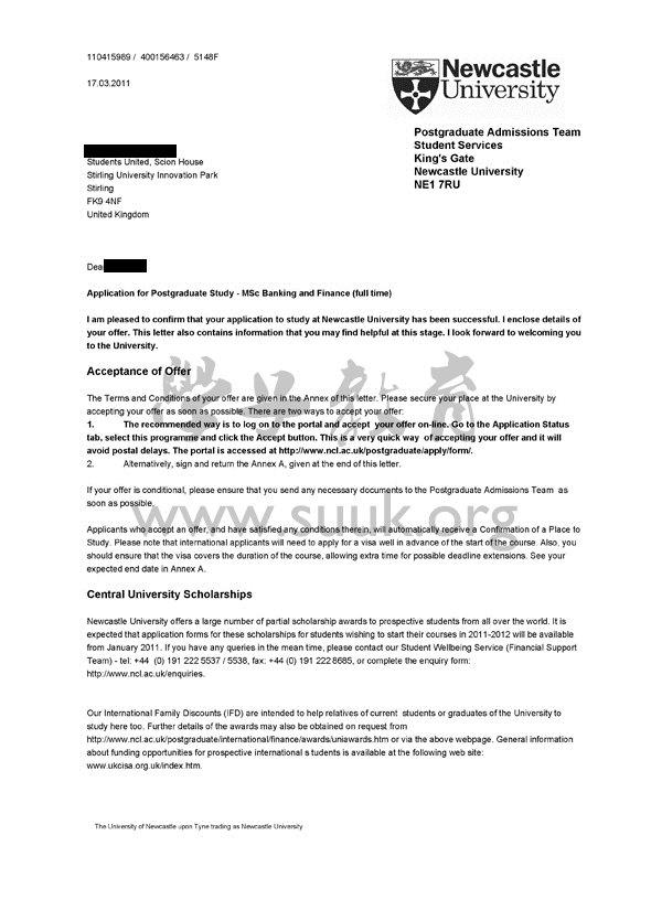 英国纽卡斯尔大学银行和金融学硕士