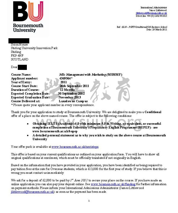 英国伯恩茅斯大学市场营销管理学硕士