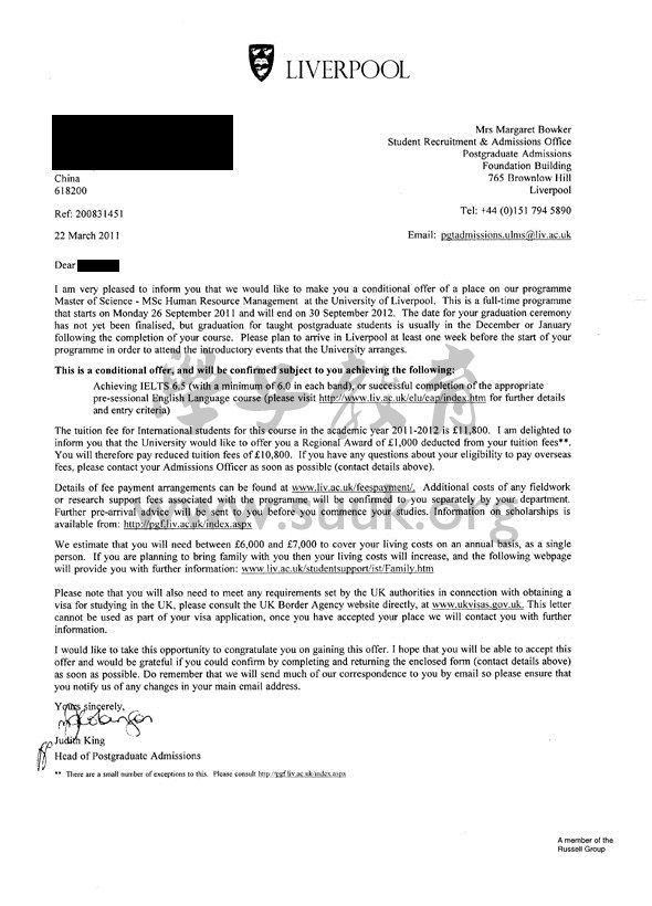 英国利物浦大学人力资源管理学硕士