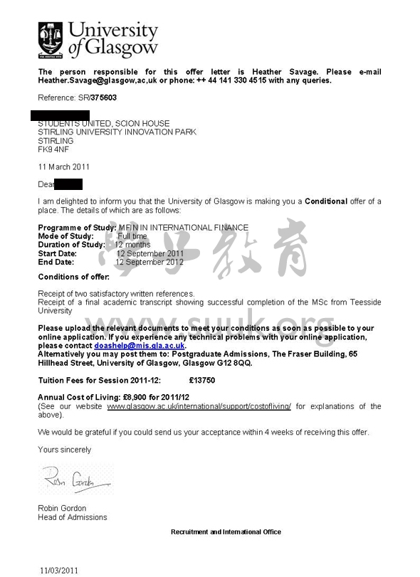 英国格拉斯哥大学国际金融学硕士