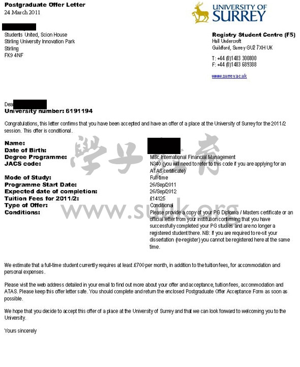 英国萨里大学国际金融管理学硕士